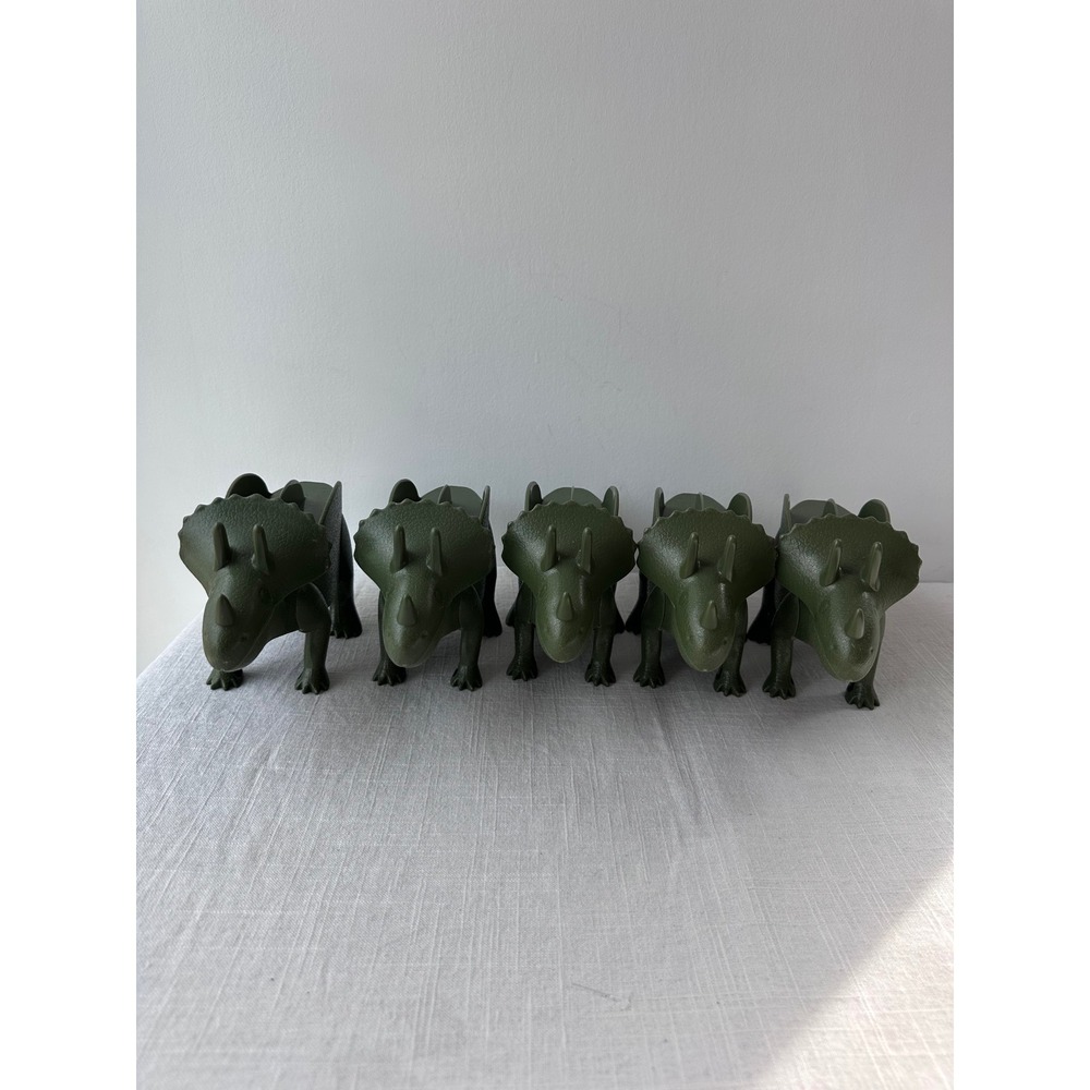 Set of 5 Funwares TriceraTaco Dinosaur Taco Holders Olive Green Kids Kitchen - Picture 5 of 7